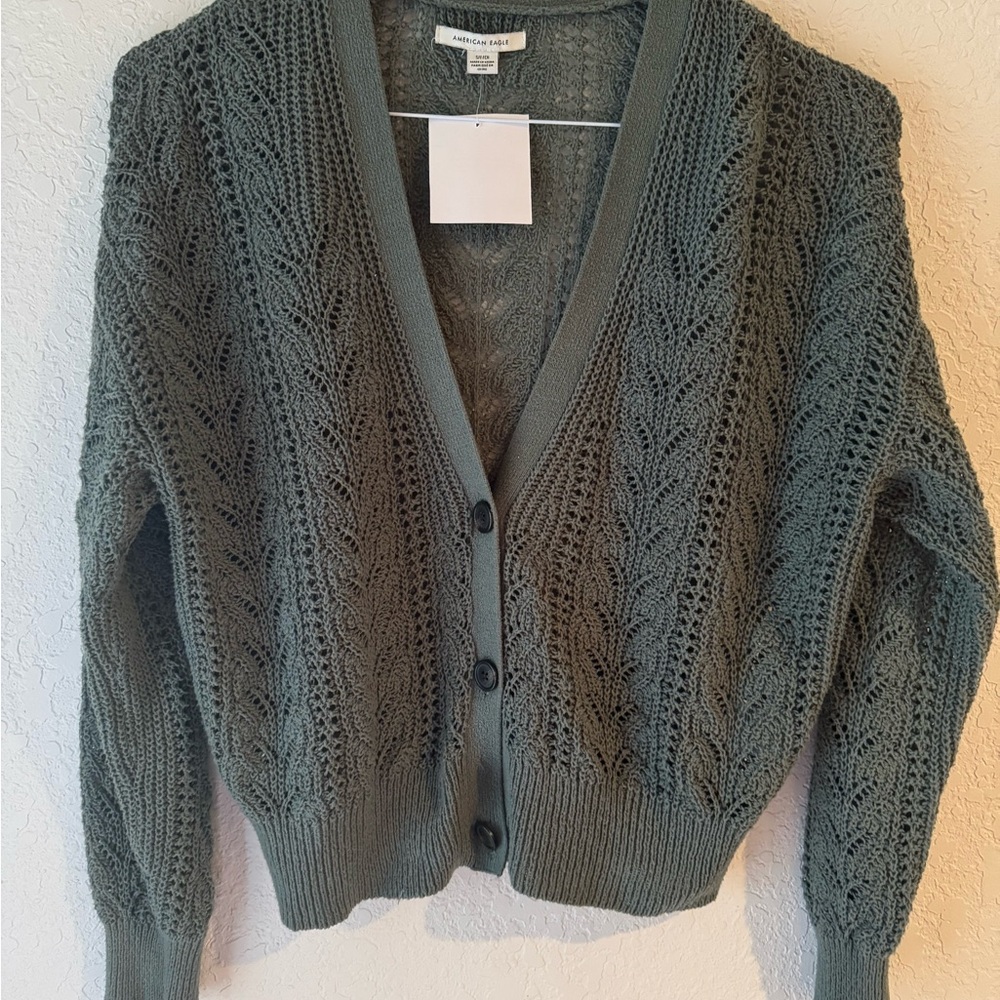 American Eagle Outfitters Olive Cardigan Sweater